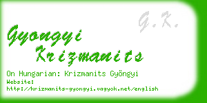 gyongyi krizmanits business card